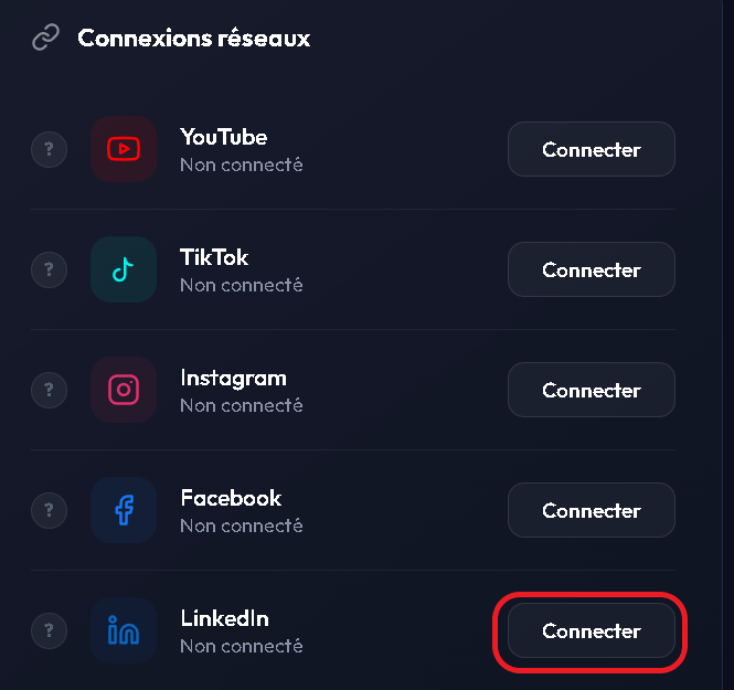 Account page — LinkedIn connected