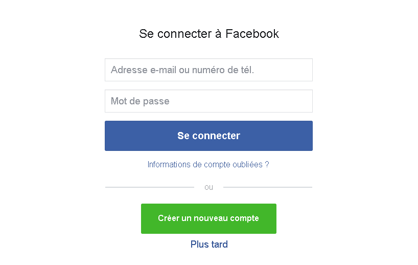 Log in Facebook